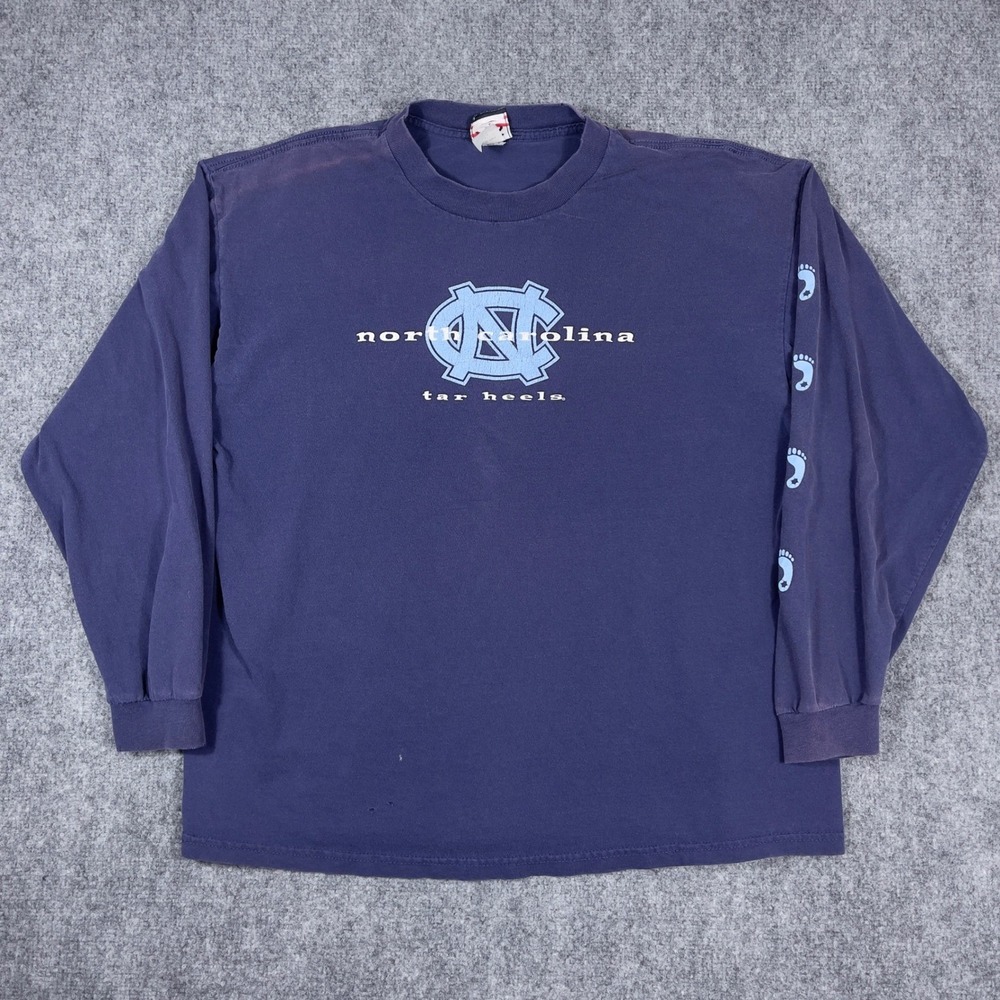 Vintage North Carolina Tar Heels Long Sleeve Shirt Mens XL‎ Navy Blue